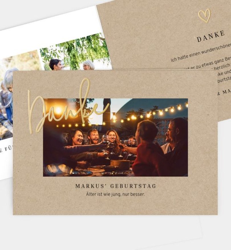 Dankeskarte Geburtstag Golden Moment