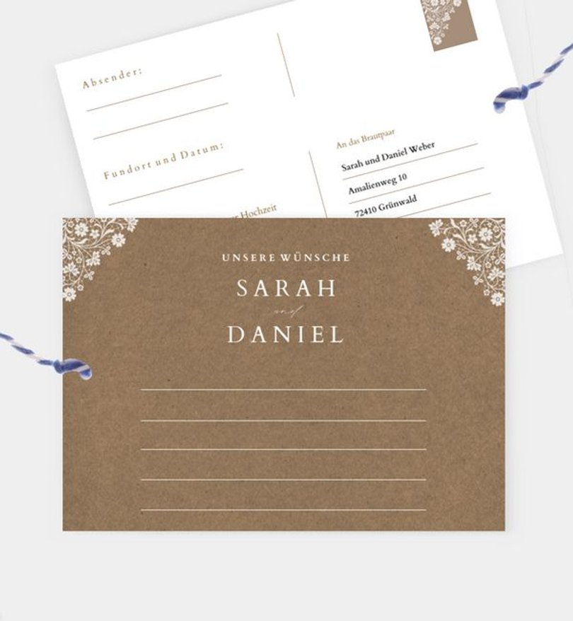 Ballonkarte Hochzeit Vintage Lace