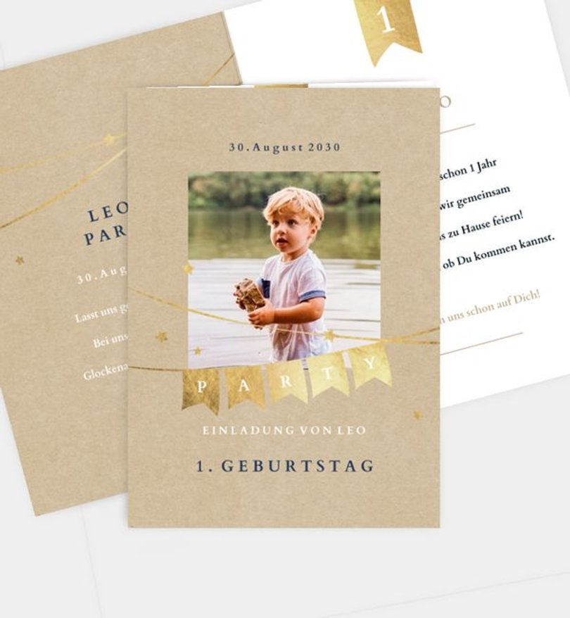 Einladungskarte Kindergeburtstag Fröhliche Party · Crafty