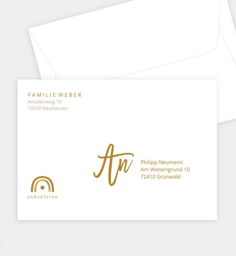 Briefumschlag Kindergeburtstag Froher Regenbogen · Crafty