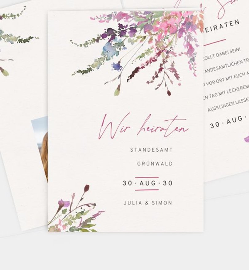 Einladung Standesamt Hochzeit Wildblumen