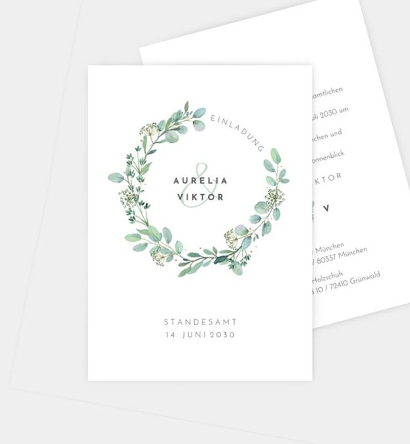 Einladung Standesamt Hochzeit Green Love