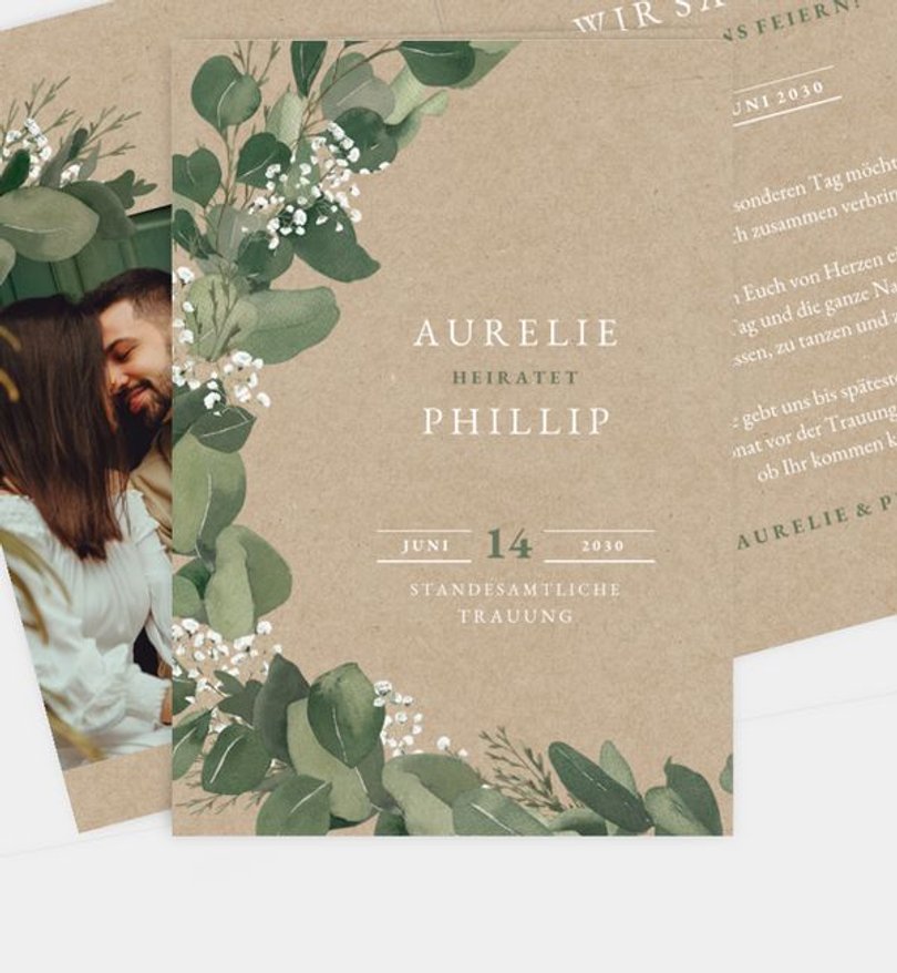Einladung Standesamt Hochzeit Eucalyptus Wreath