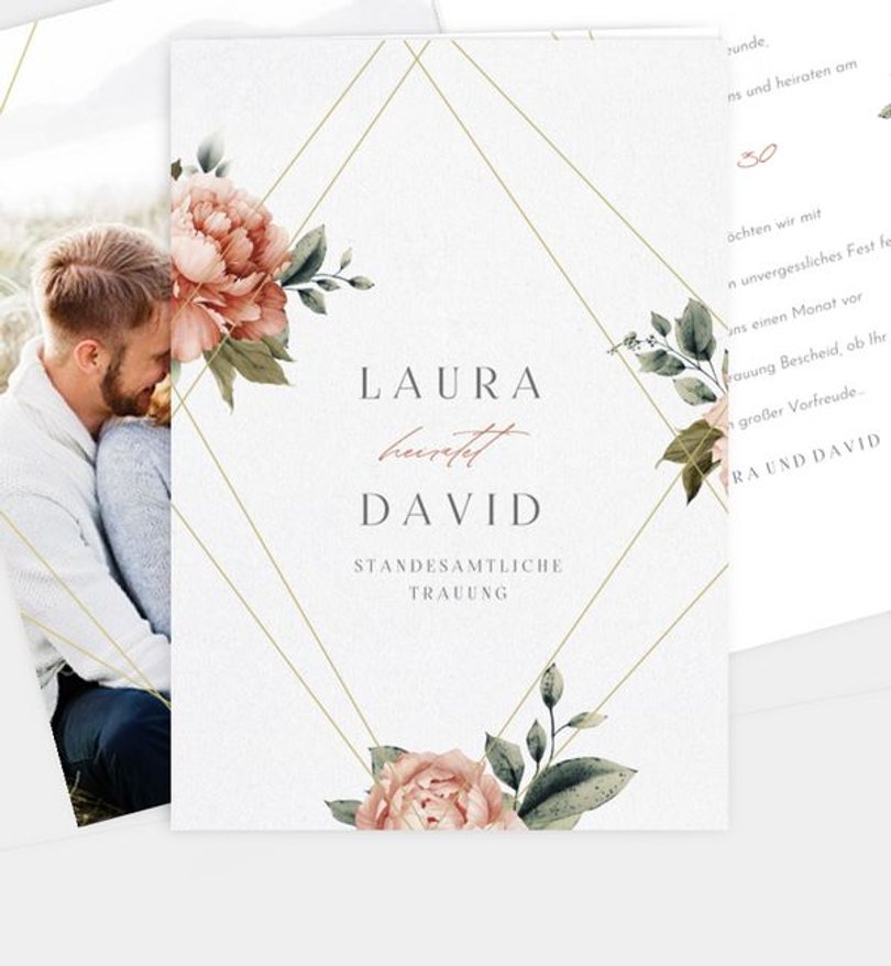 Einladung Standesamt Hochzeit Floral Corner