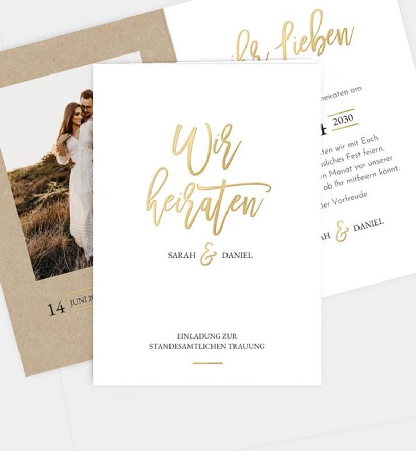 Einladung Standesamt Hochzeit Golden Dreams