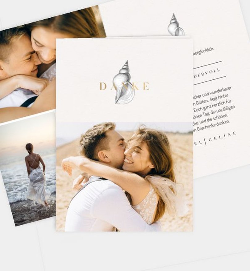 Dankeskarte Hochzeit Golden Sea