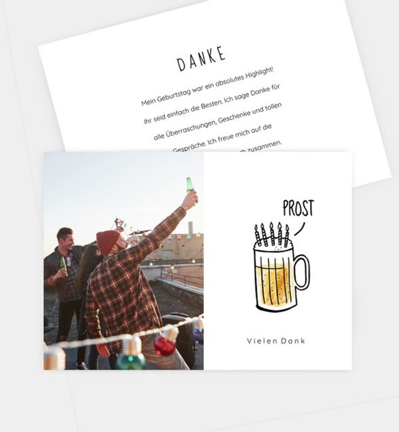 Dankeskarte Geburtstag Prost