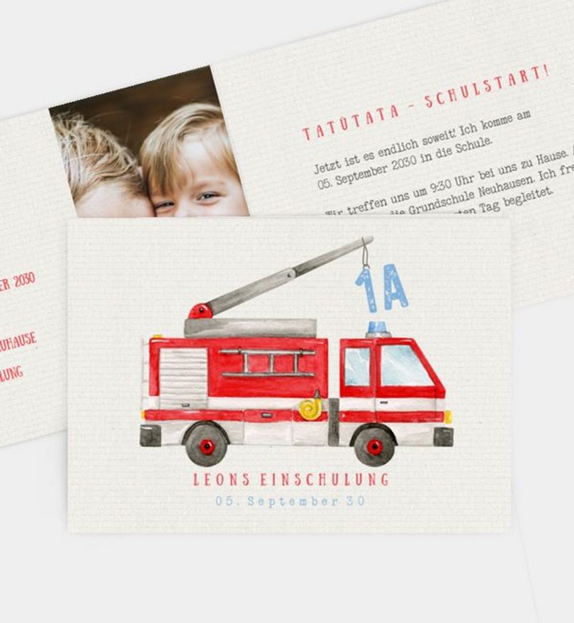 Einladungskarte Einschulung Feuerwehr