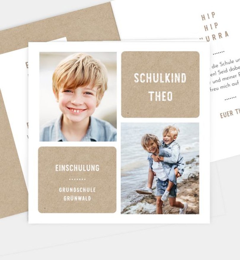 Einladungskarte Einschulung Sweet Square