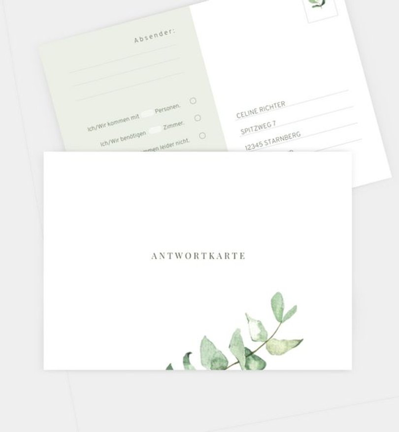 Antwortkarte Hochzeit Simple Green