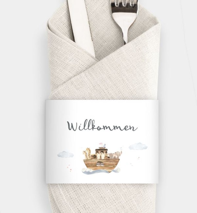 Besteck Servietten-Zubehör Taufe Arche