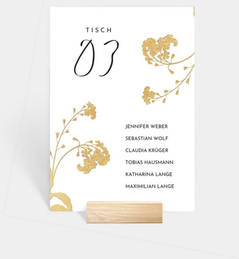 Gruppentischkarte Hochzeit Wiesenblume