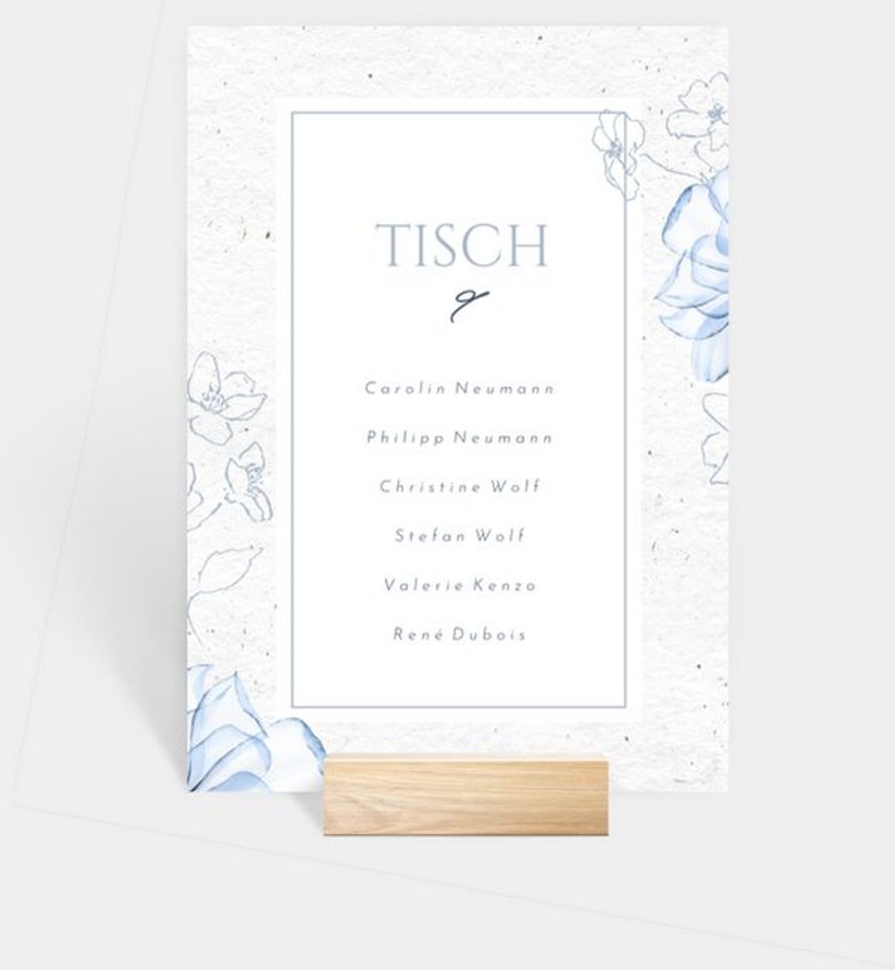 Gruppentischkarte Hochzeit Blue Harmony