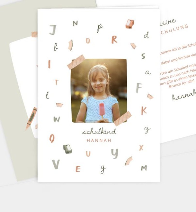 Einladungskarte Einschulung Buntes ABC