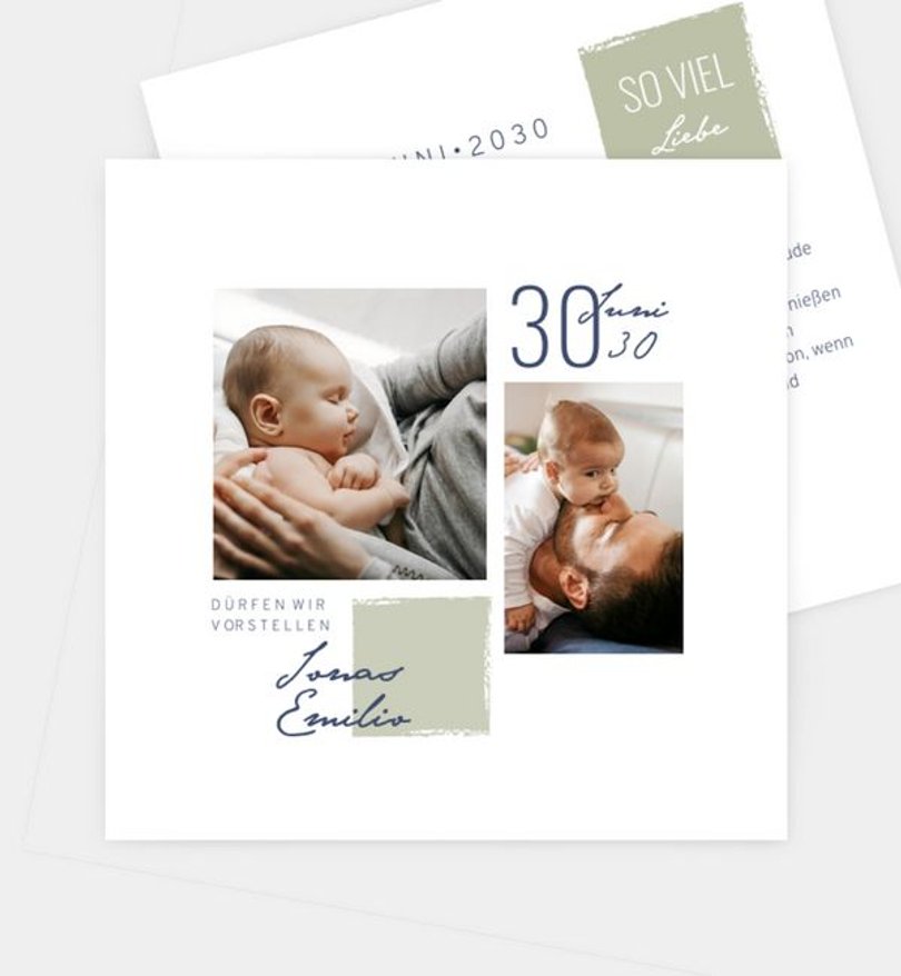 Einladungskarte Geburt Dezente Collage