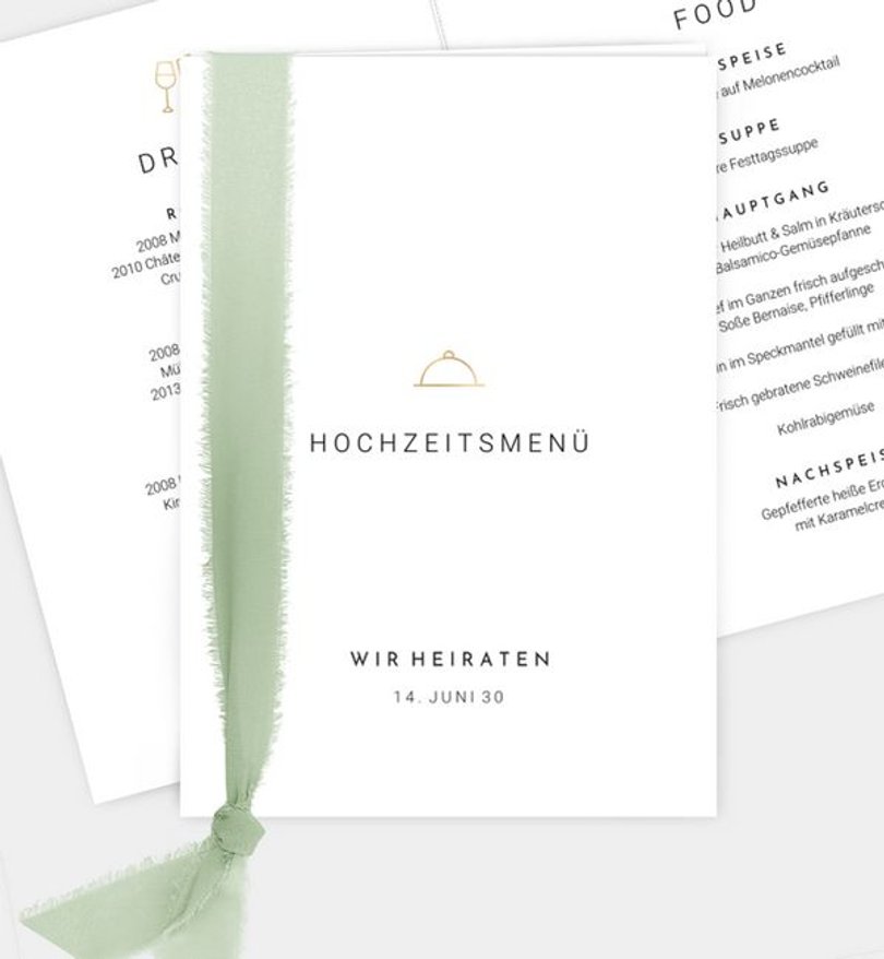 Menükarte Hochzeit Goldene Ringe
