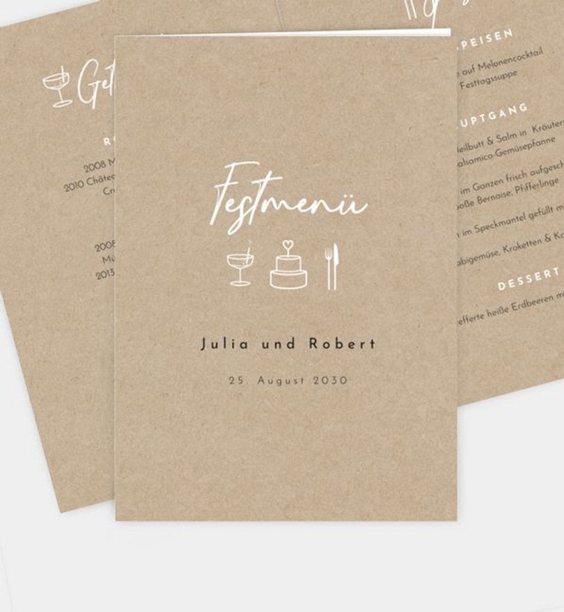 Menükarte Hochzeit Nice day