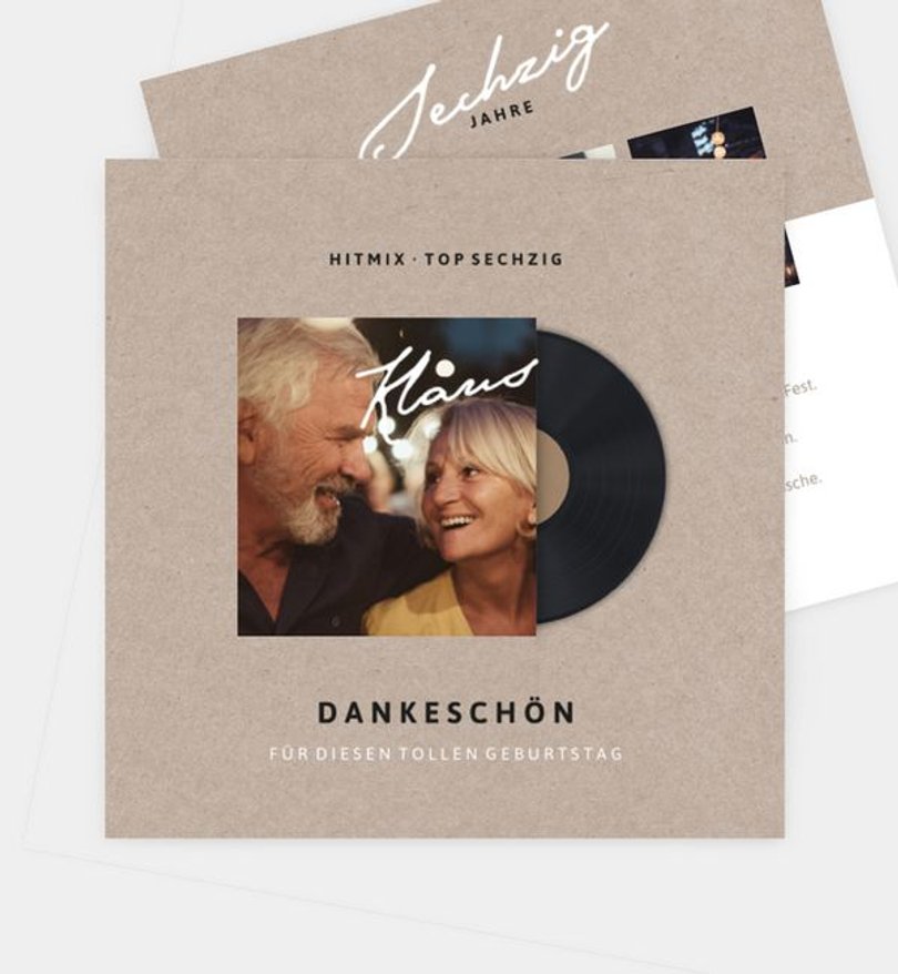 Dankeskarte Geburtstag Classic Vinyl