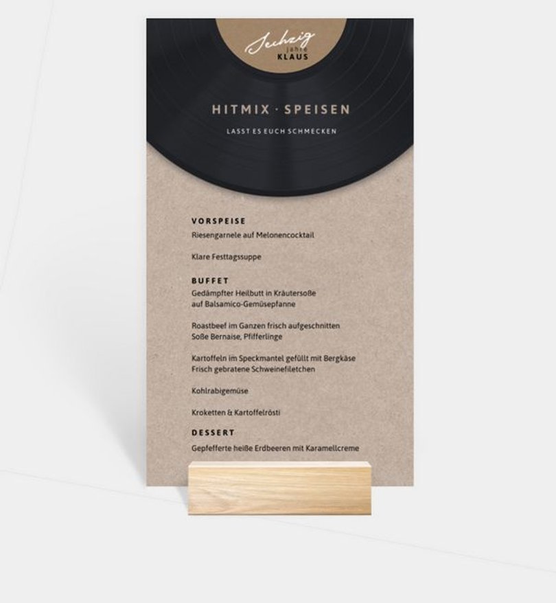 Menükarte Geburtstag Classic Vinyl