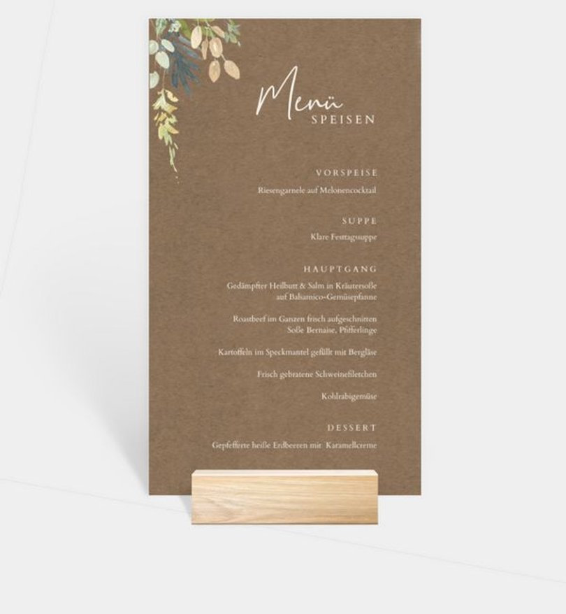 Menükarte Hochzeit Wiesenbouquet