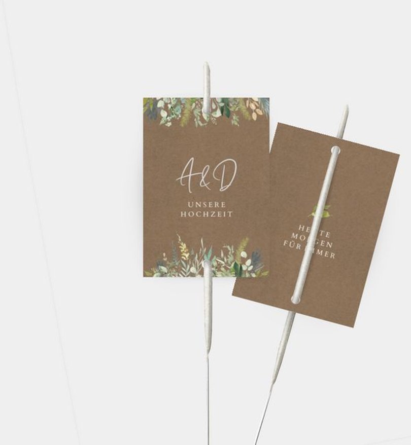 Wunderkerzenetikett Hochzeit Wiesenbouquet