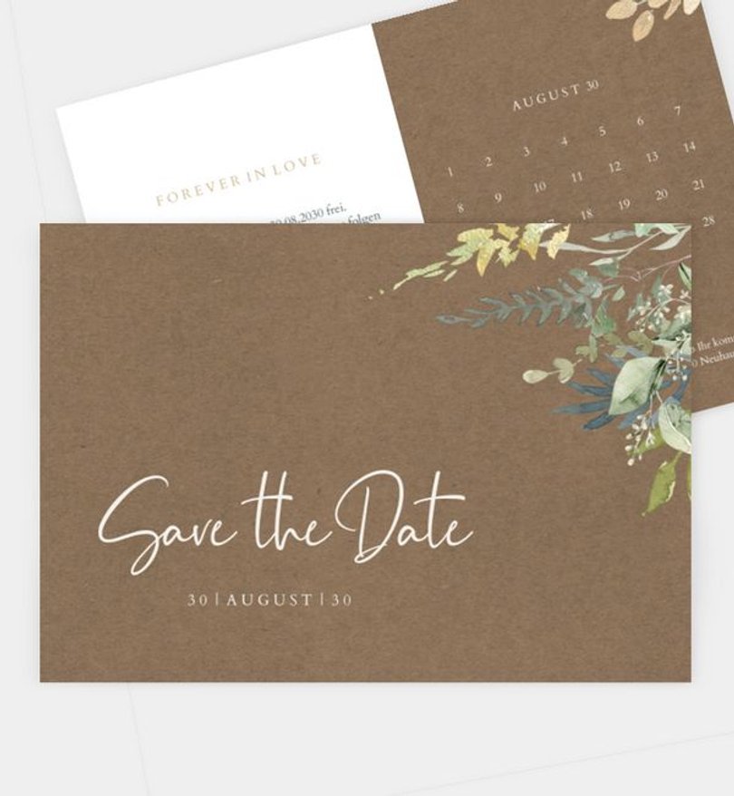 Save-The-Date Karte Hochzeit Wiesenbouquet
