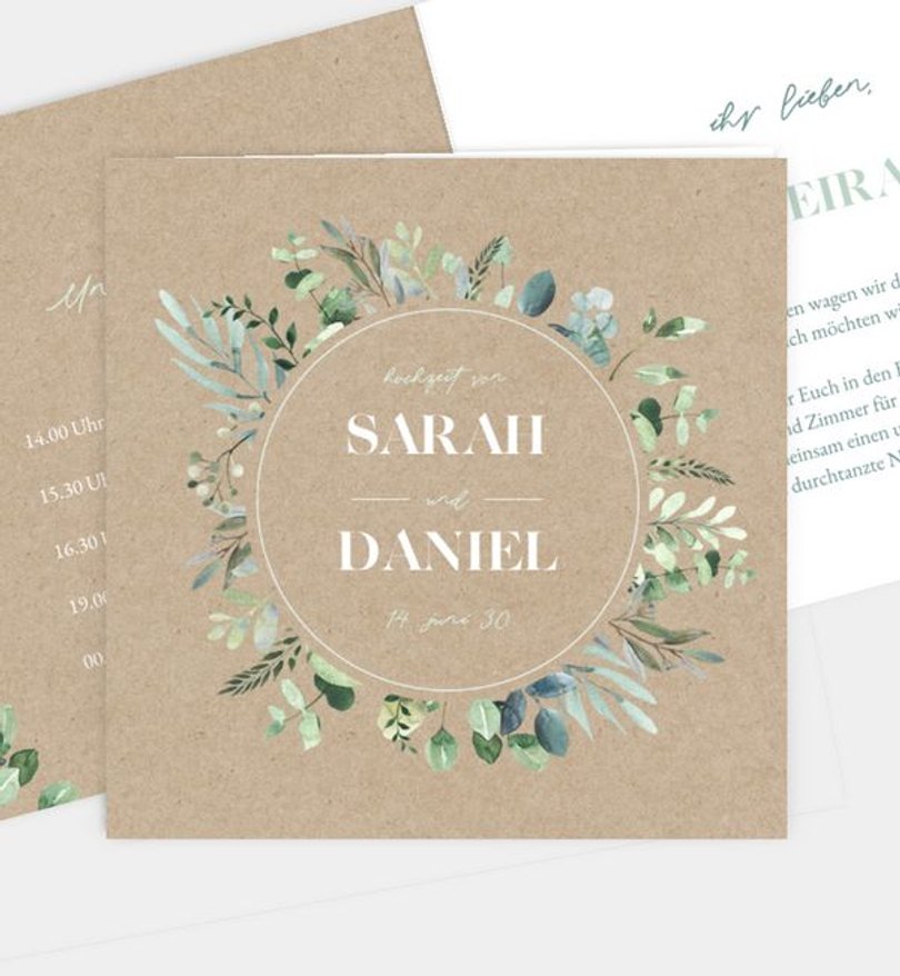 Einladungskarte Hochzeit Minty Flower