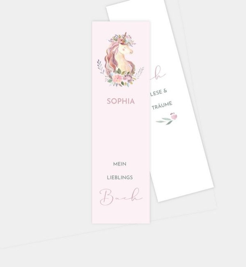 Lesezeichen Einschulung Einhorn