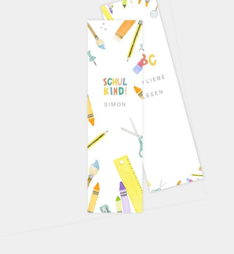 Lesezeichen Einschulung Federmäppchen