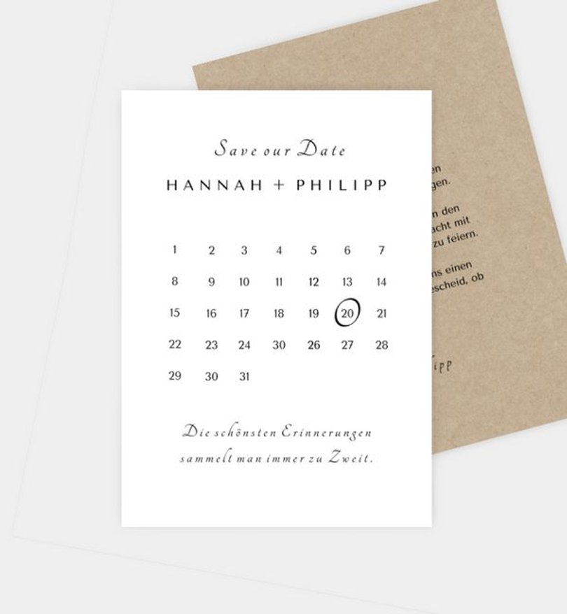 Save-The-Date Karte Hochzeit Classic Wedding