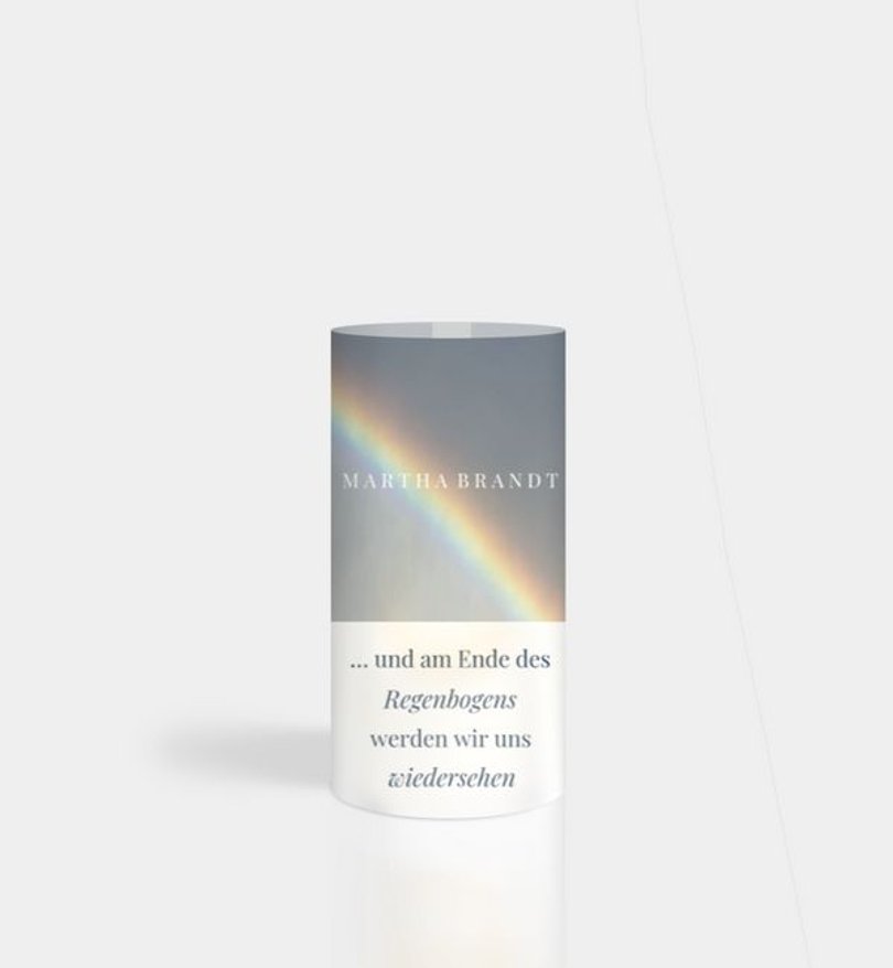 Windlichtkarte Trauer Regenbogen
