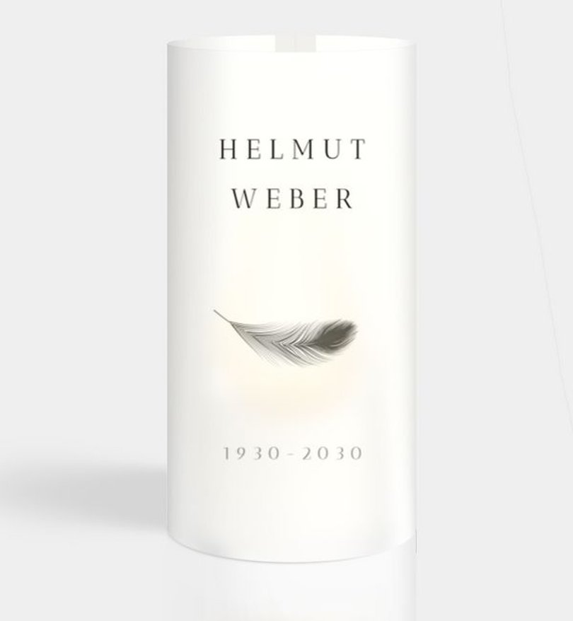 Windlichtkarte Trauer Fliegende Feder