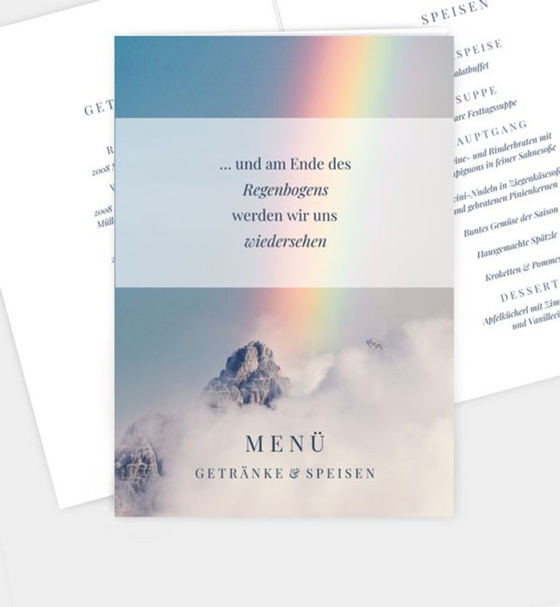 Menükarte Trauer Regenbogen · Gipfel