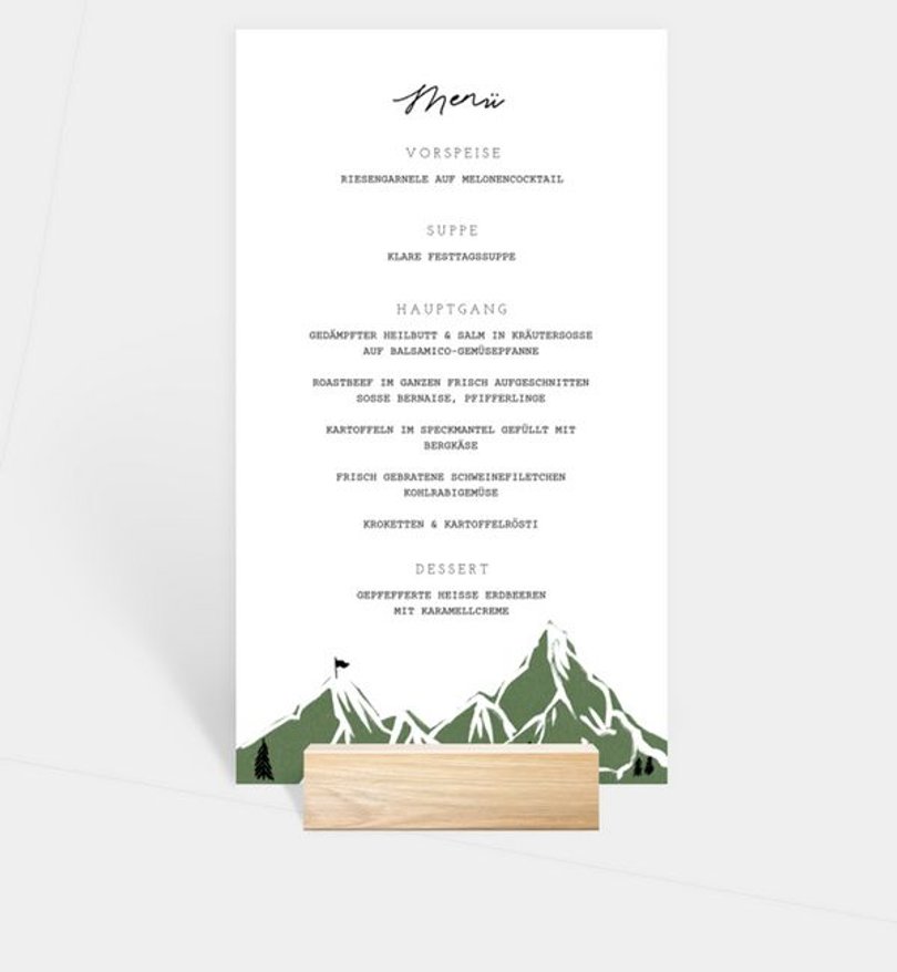 Menükarte Hochzeit Wanderlust
