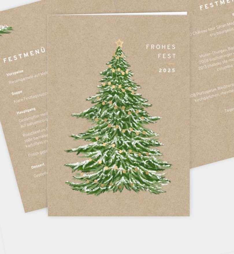 Menükarte Geschäftlich Weihnachtsbaum · Vintage