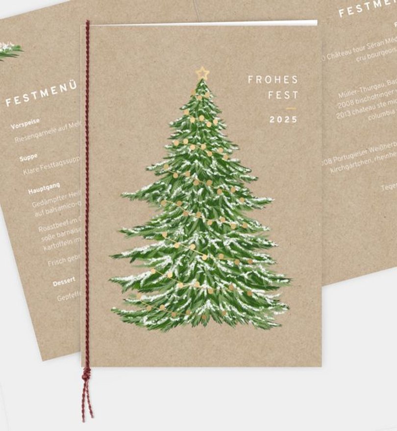 Menükarte Weihnachten Weihnachtsbaum · Vintage