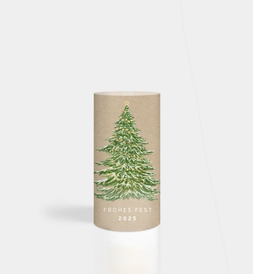 Windlichtkarte Weihnachten Weihnachtsbaum · Vintage