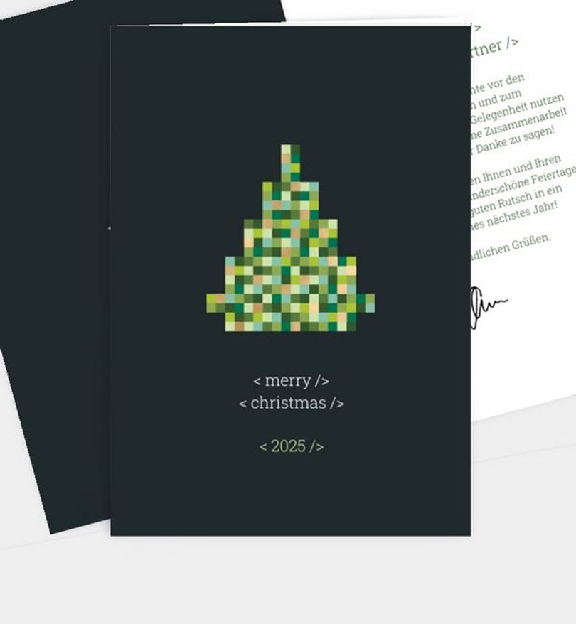 Weihnachtskarte Weihnachten geschäftlich Pixel Tree