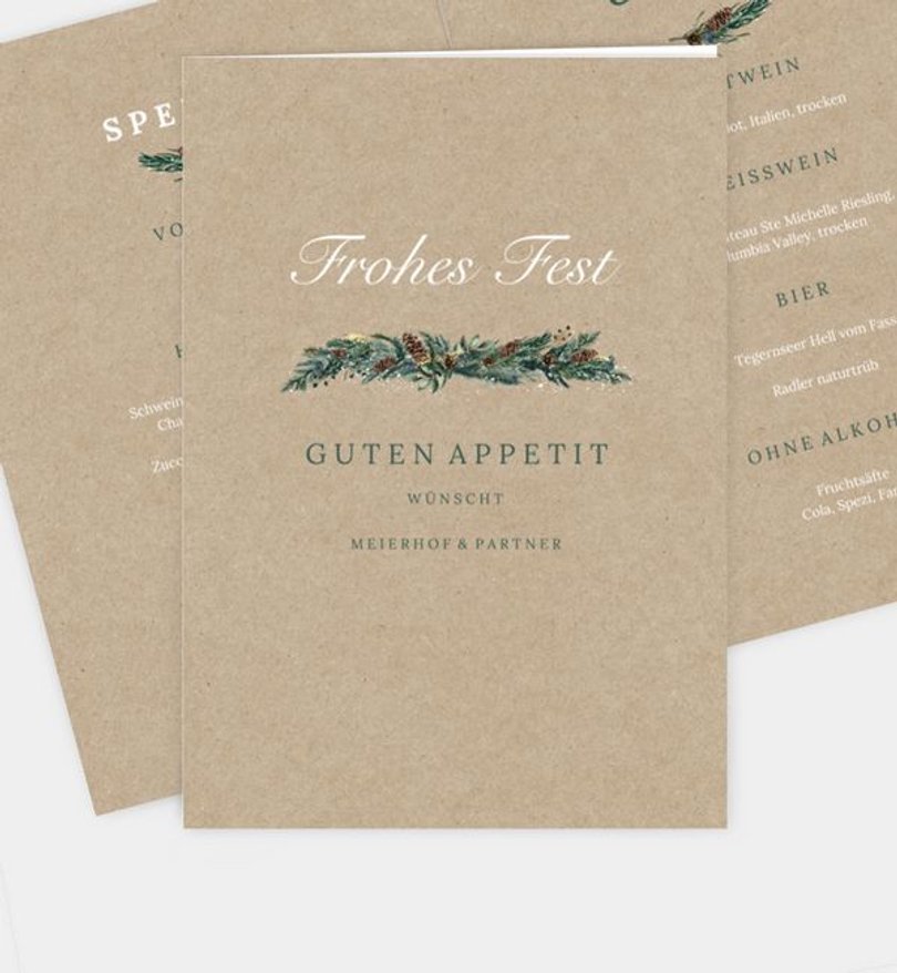Menükarte Geschäftlich Voller Weihnachtsfreude
