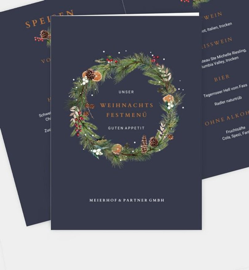 Menükarte Geschäftlich Klassischer Kranz