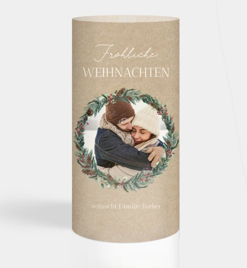 Windlichtkarte Weihnachten Adventskranz
