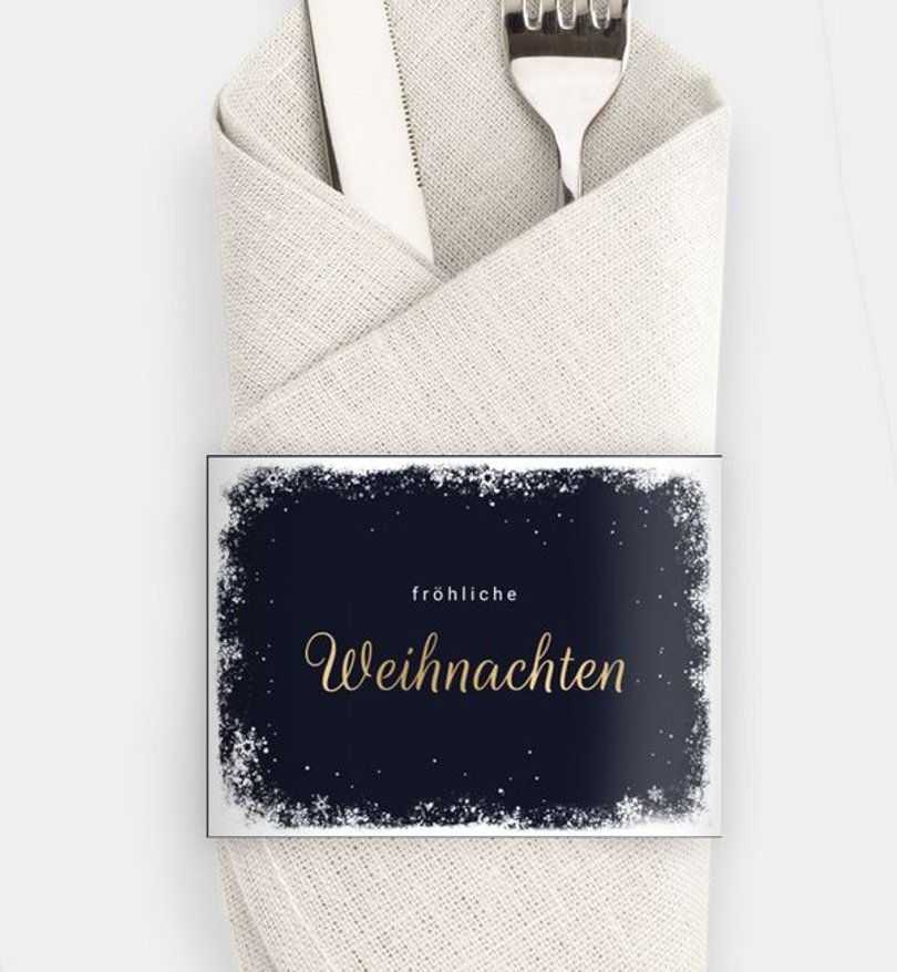 Besteck Servietten-Zubehör Weihnachten Schneerand