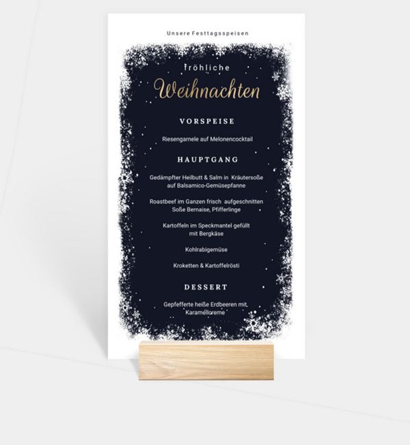 Menükarte Weihnachten Schneerand