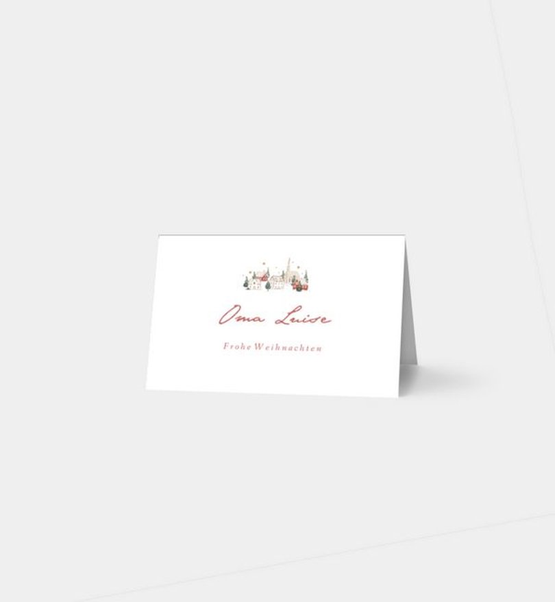 Tischkarte Weihnachten Winterdorf